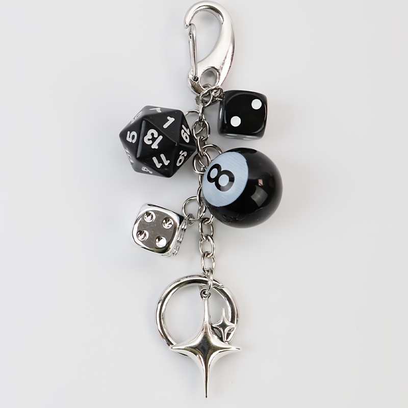 TEMU 2d Flat, A -sided Dice Billiard Keychain, A Phone Or Bag Charm, A Holiday Or Birthday Gift
