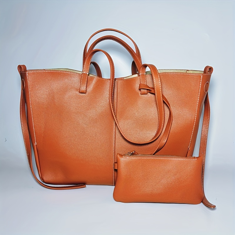 

Tote Bag 2024 New Large Capacity Leather Handbag Top Layer Cowhide Shoulder Bag European And Handbag