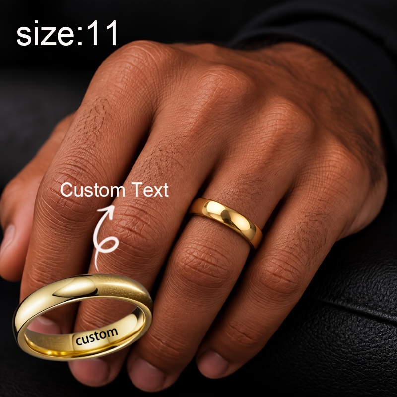 TEMU Custom Name Ring 304 Stainless Steel Jewelry 4mm Wide Stylish And Minimalist Men's Jewelry Daily Wear Engagement Ring Unisex Minimalist Style