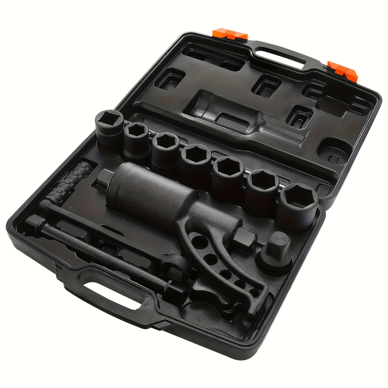 Professional heavy duty torque multiplier wrench with impact sockets.