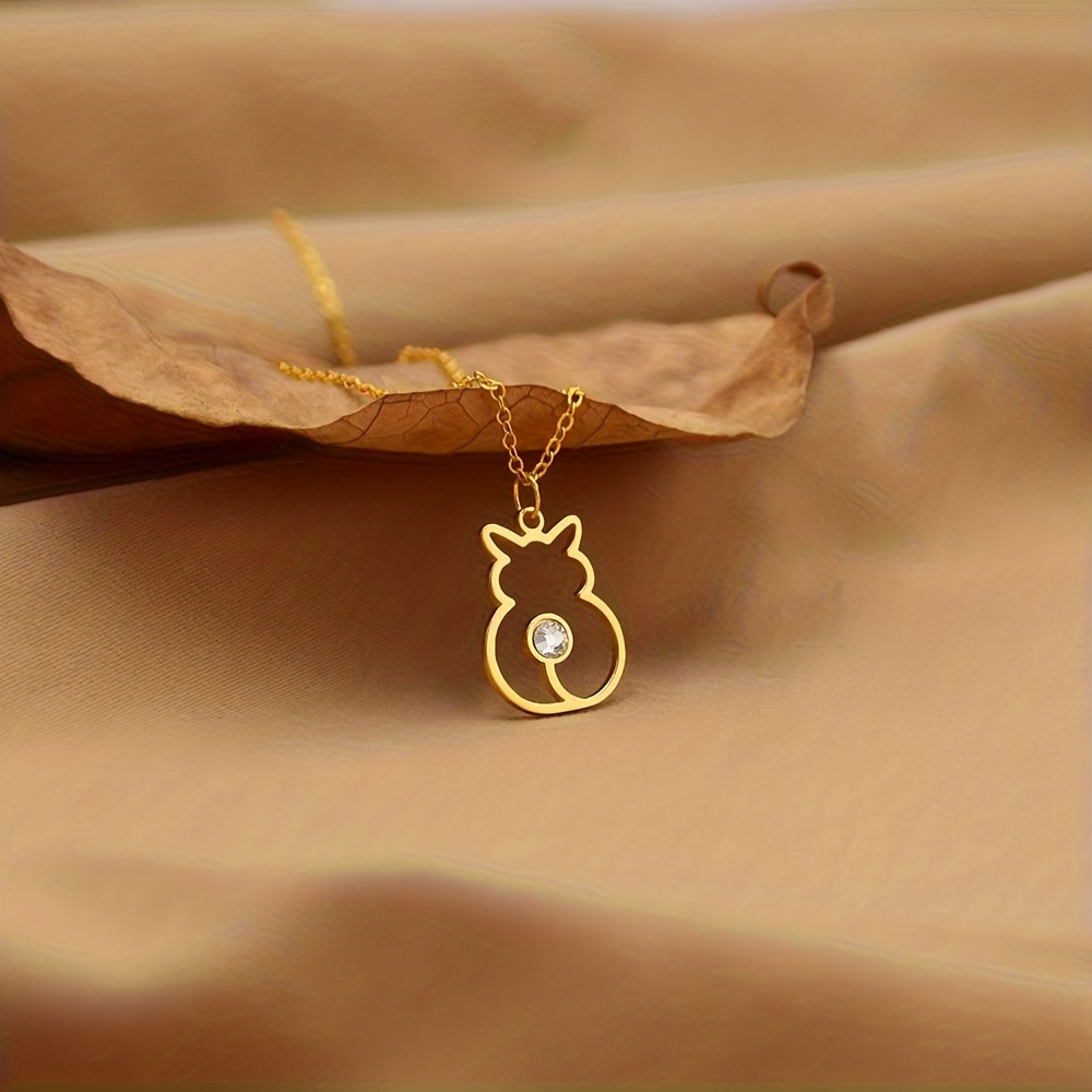 Minimalist Style Birthstone Kitten Necklace, 18K Gold Plated
