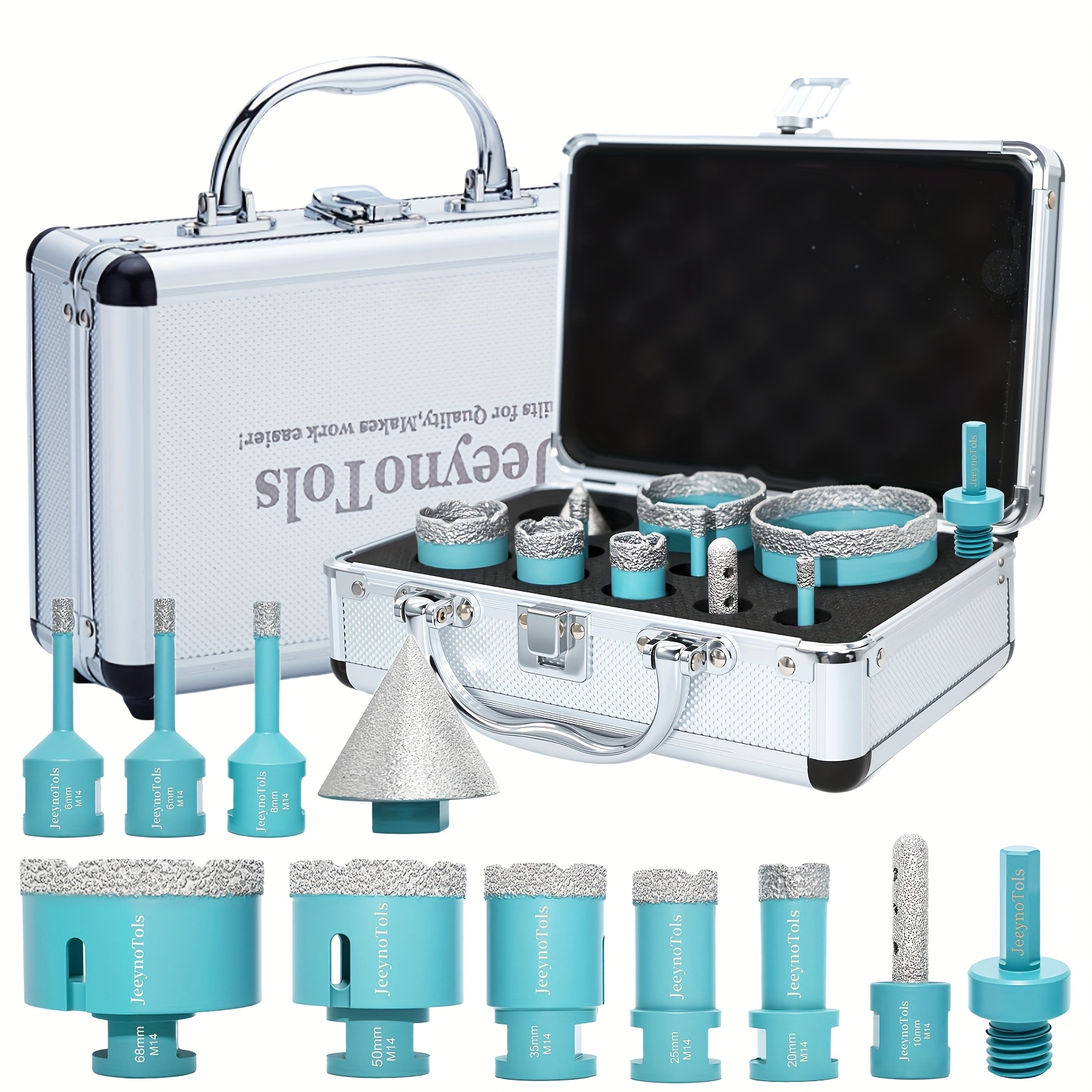 E-shop 9/10/11-teiliges Lochbohrer-Set, langlebig & höhere Qualität, Bohrer & Frässtifte & Anspitzstifte & HEX-Adapter, Keramikfliesen Marmor Porzellan