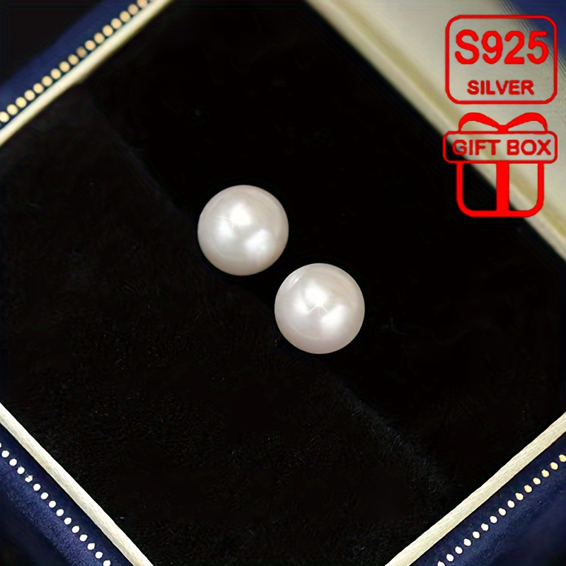 

S925 Sterling Silver Hypoallergenic Shell Pearl Stud Earrings For Women - Bohemian Style, 18k Gold Plated Jewelry, Holiday Theme, Perfect For Everyday And Festive Celebrations Gift, With Gift Box