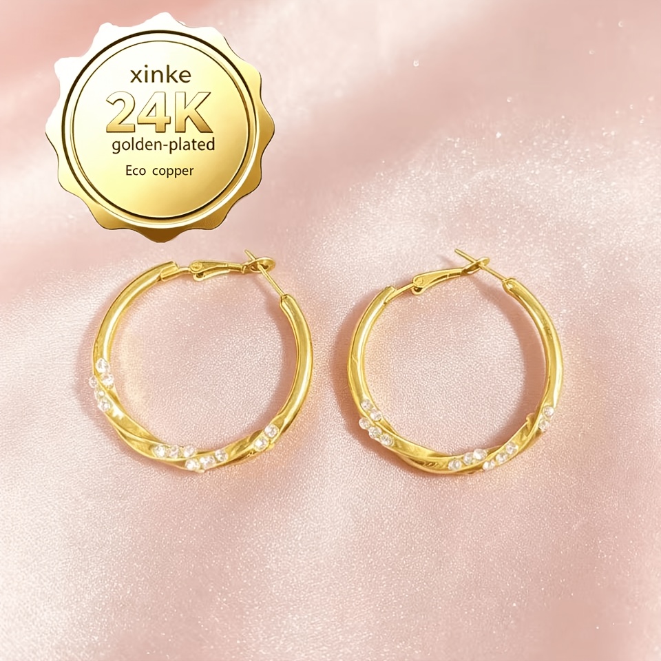 TEMU Fashionable And Elegant Earrings, 24k Gold-plated Earrings With A Stylish Design, Versatile And Elegant Ear Accessories Suitable For Daily Wear