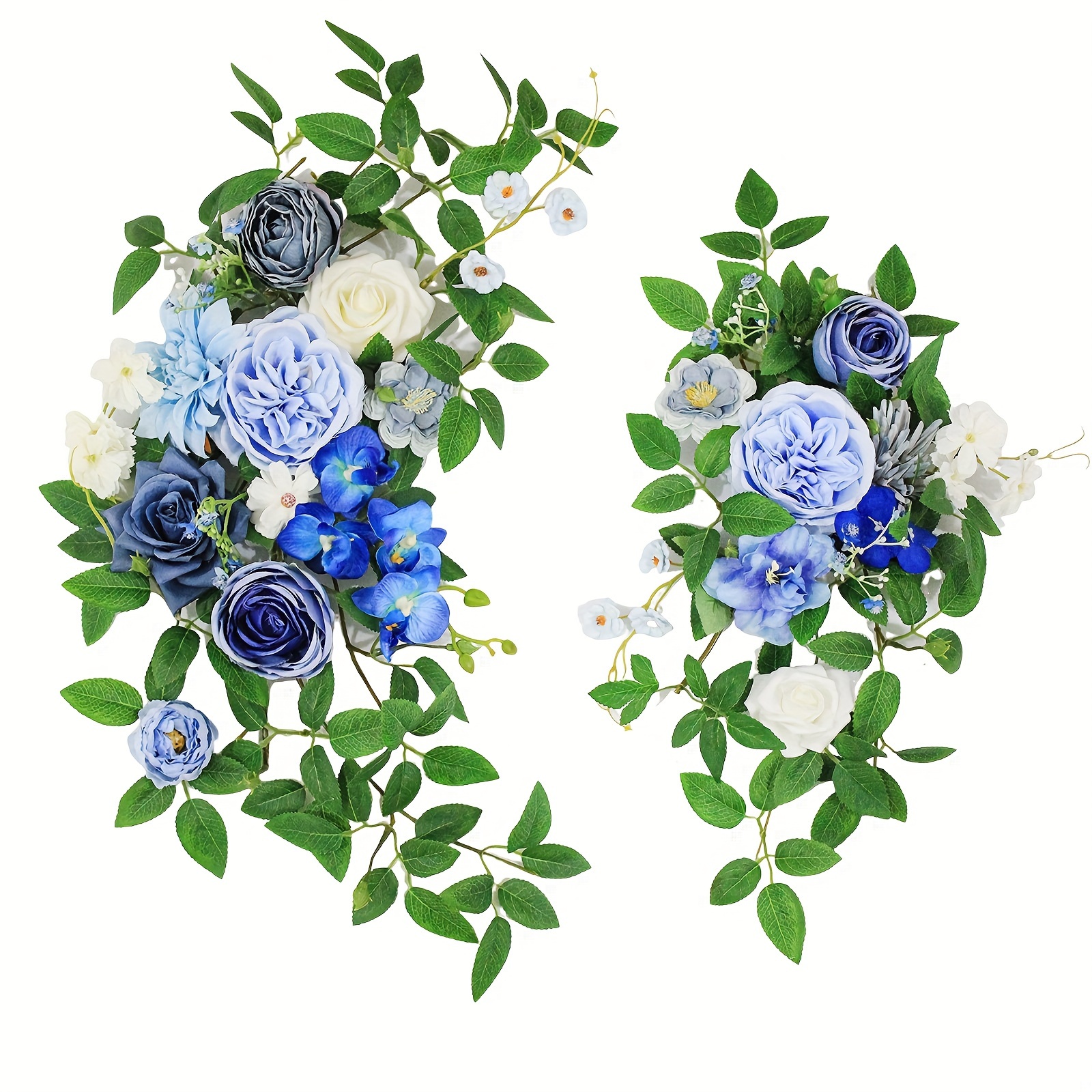 Juego de 2 guirnaldas de flores artificiales para arco de boda, decoración  floral de bienvenida para fiestas, decoración floral de bienvenida (azul
