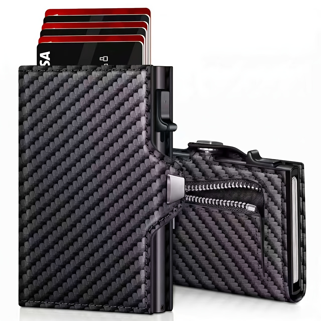 TEMU Billetera para hombre con compartimento para monedas y protección RFID, billetera delgada con tarjetero para hombres para 8 tarjetas, ventana