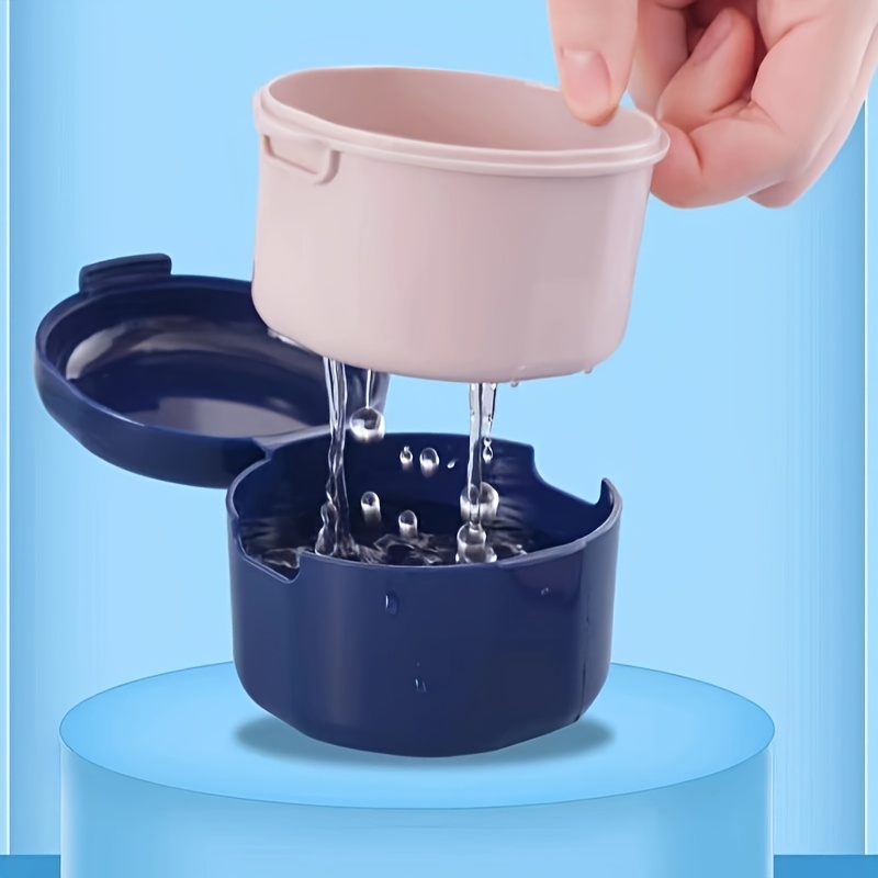 Dentures , Portable Case For Storing And Washing Dentures (random Color)