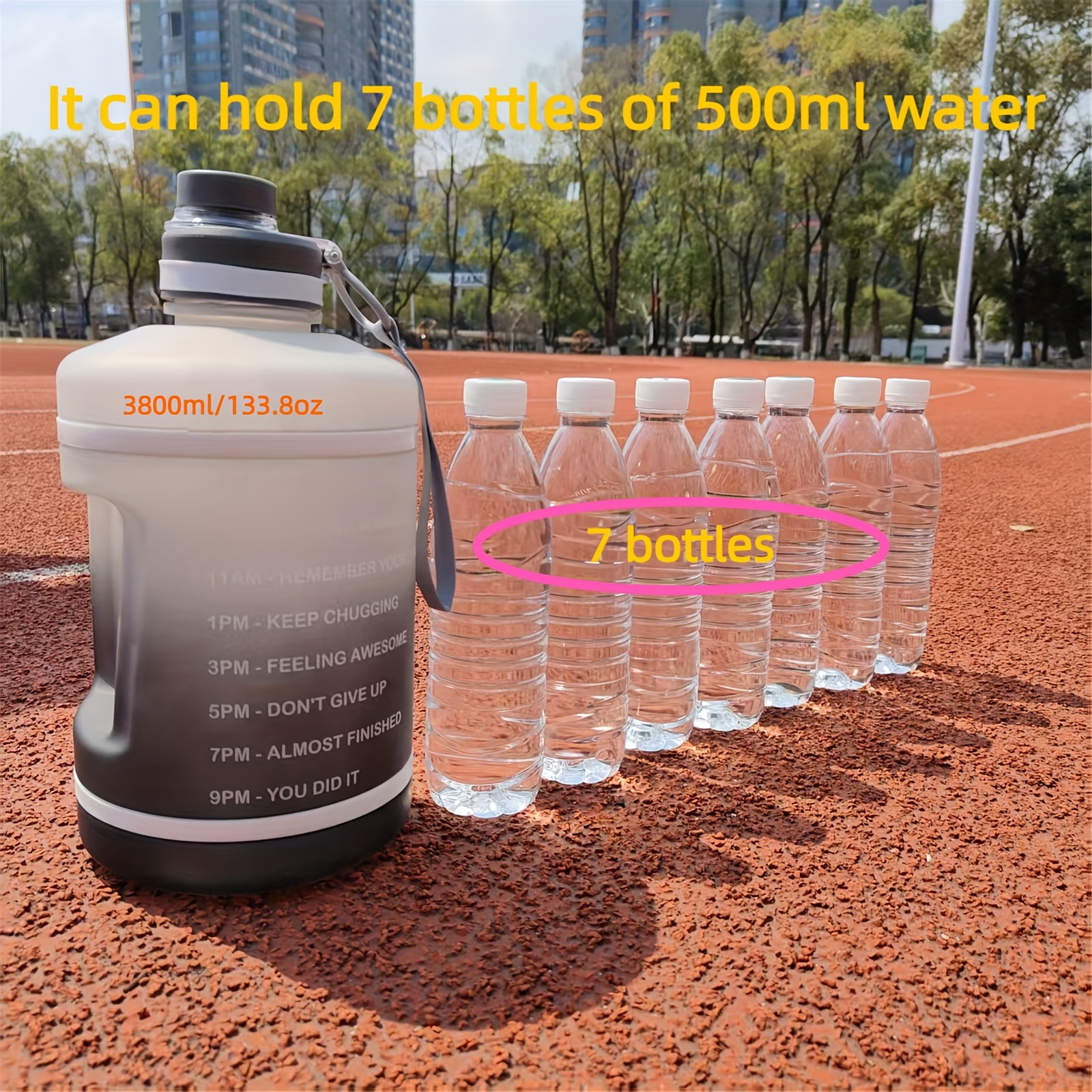 1pc 2.2L Extra Large Capacity Water Cup, 1pc 3.8L Large Capacity Sports Water Bottle, Portable Tumbler Cup for Fitness, Outdoor, Camping, Travel, and Family Gatherings