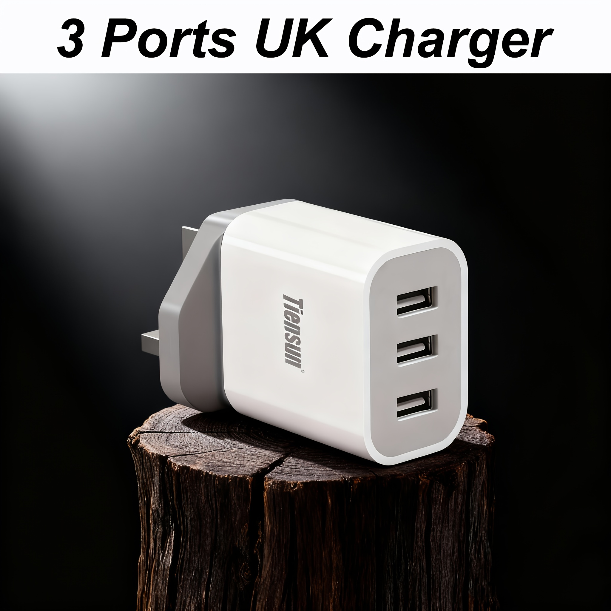 3 in 1 wall adapter white shell and usb ports multi functional 3 port uk   for smartphones tablets earphones fans and more