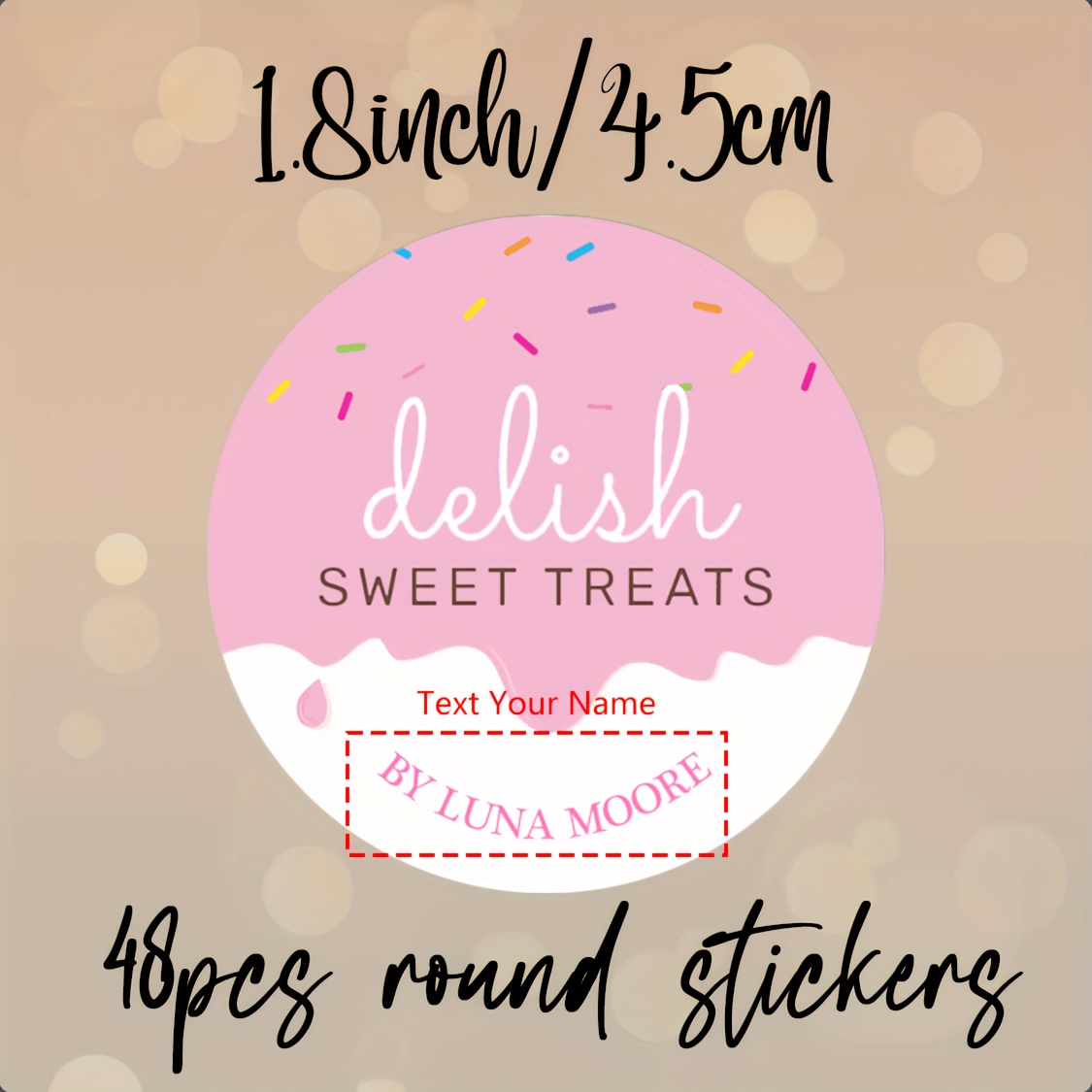 TEMU 48pcs Of Personalized Stickers For Sweet Treats With Sprinkles, Custom Labels For Bakery Products, And Tags For Homemade Baked Goods