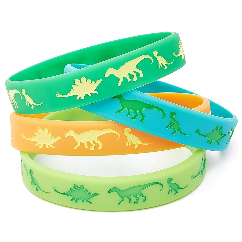E-shop 4 Stück Dinosaurier-Party Silikon Armbänder