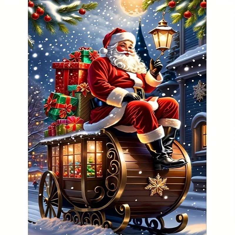 

Festive Christmas Diamond Painting Kit: Santa's Sleigh Delight - 30 X 40cm/11.81 X 15.75 Inches, Rich Colors, Colorful Diamond Beads, Exquisite Picture, Quality Assurance, Suitable For Beginners