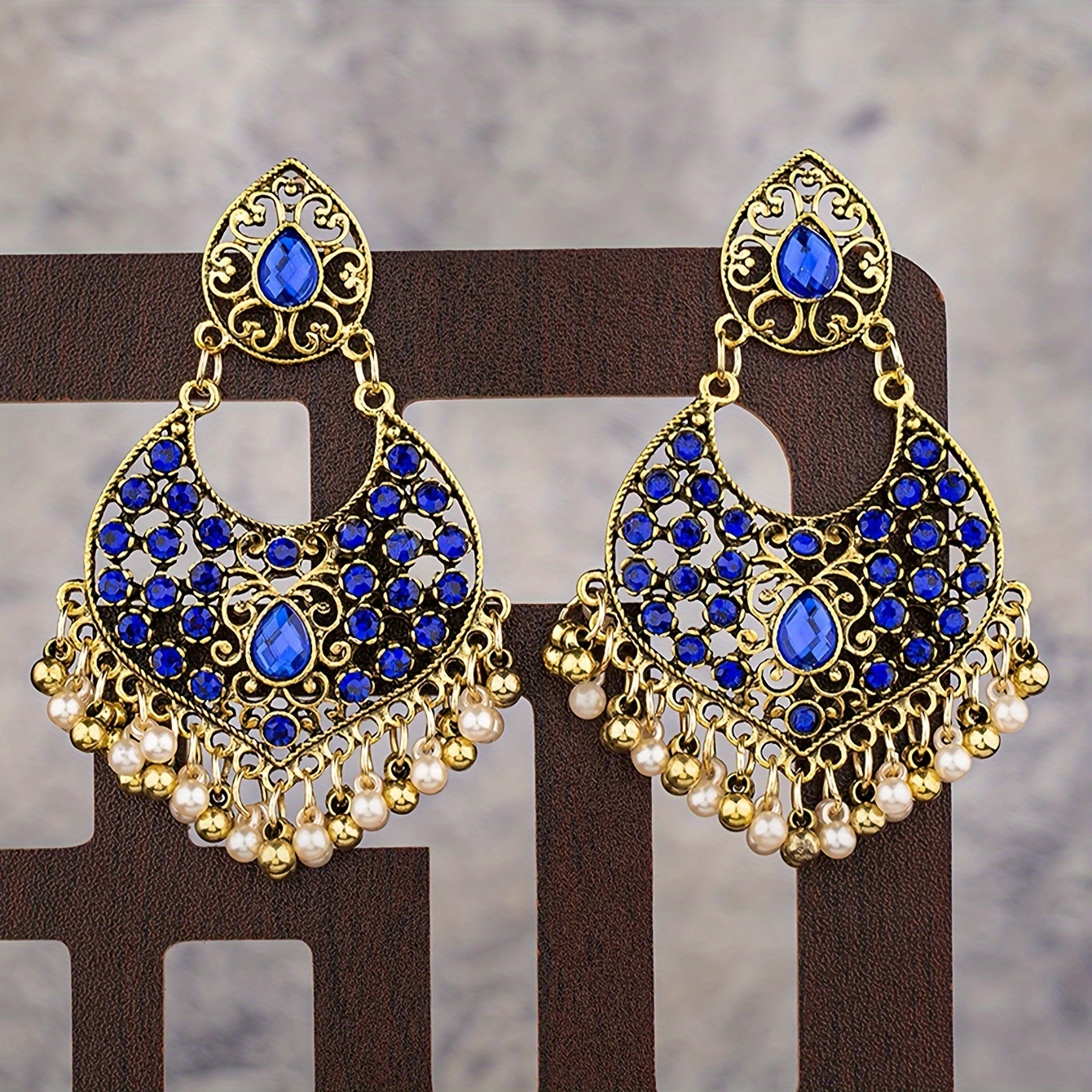TEMU A Pair Of Middle Eastern Style Vintage Elegant Teardrop Tassel Earrings For Women, Holiday Birthday Date Prom Banquet Party Vacation Shopping