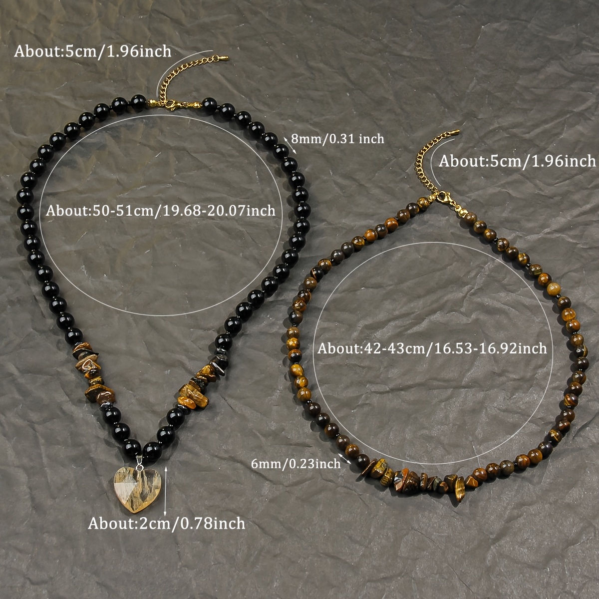 Women's Layered Long Necklace with Natural Stone Heart Pendant
