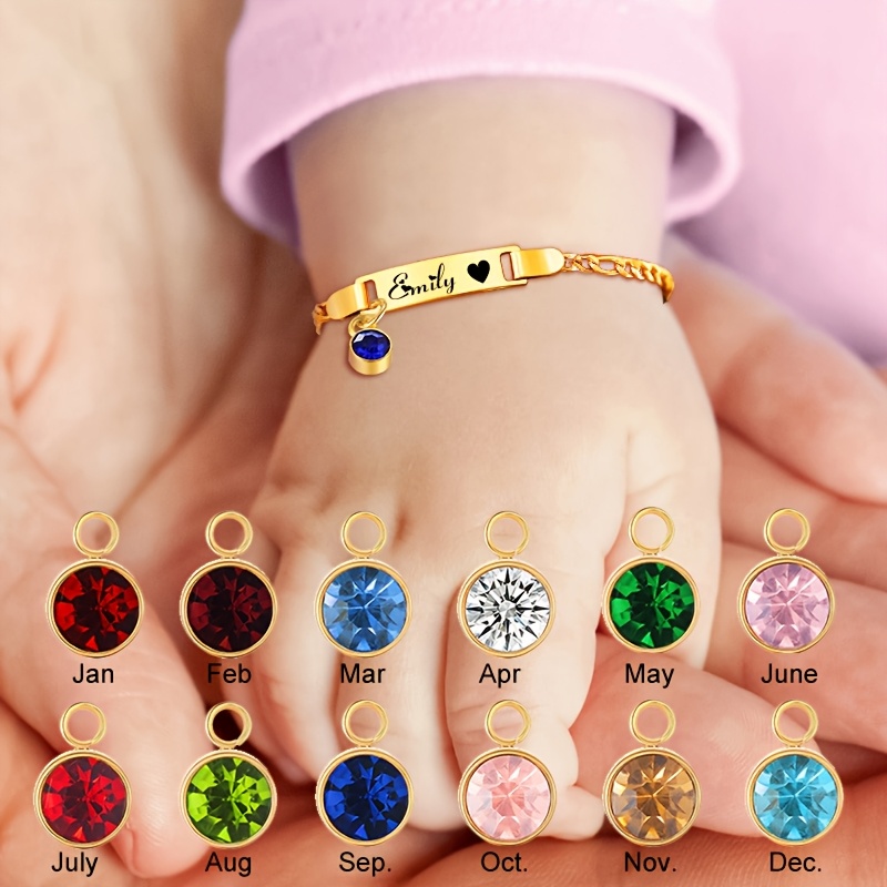 TEMU Stainless Steel Laser Engraved Eye Picture, December Birthstone, Birth Anniversary Gift For Baby Or Child