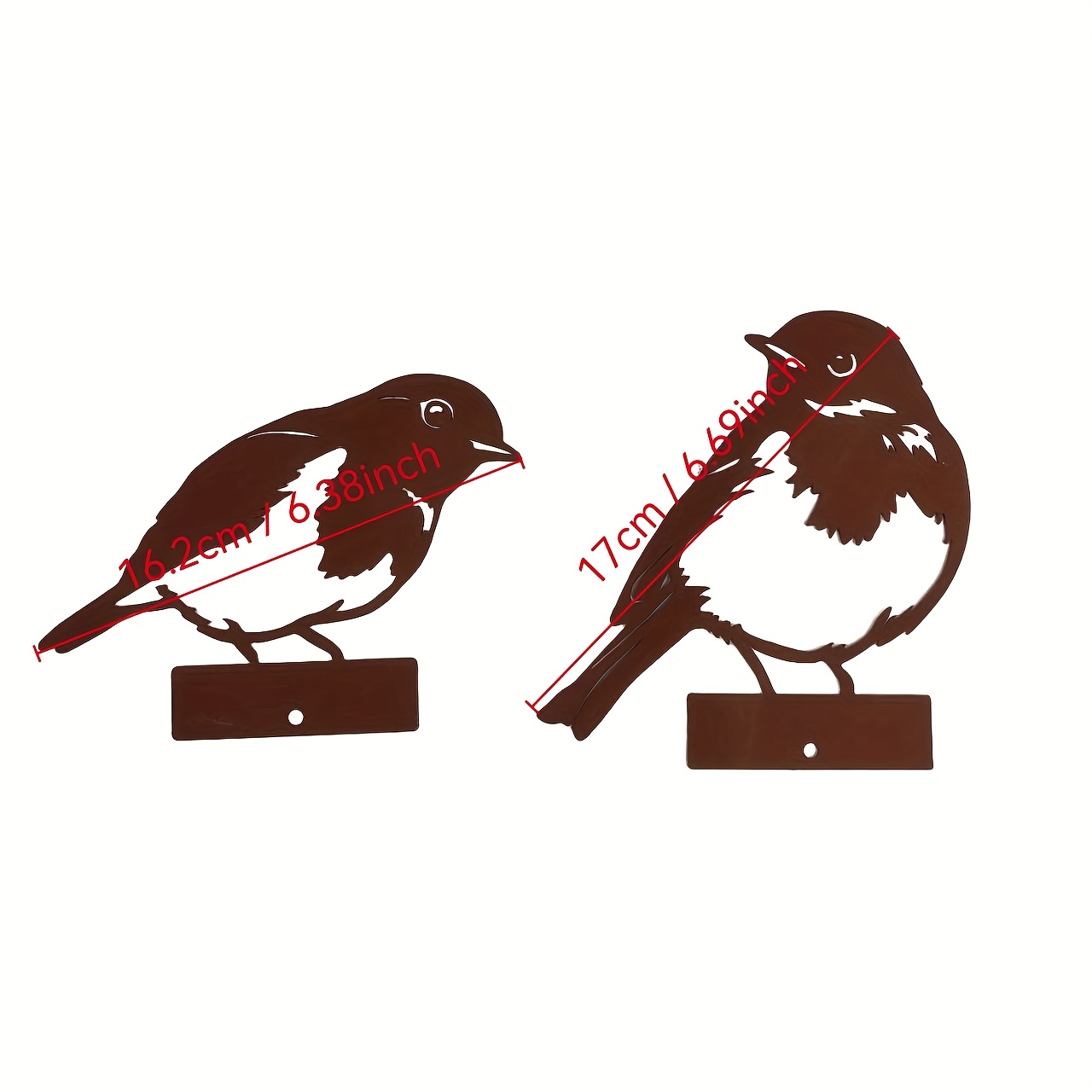 Image of Citonging Rust-colored Metal Sparrow Set, 2pcs, Rusty Bird Art, Art, Gift For Bird Lovers, Robin Decoration, Outdoor Backyard Decor, Rusty Garden Gift