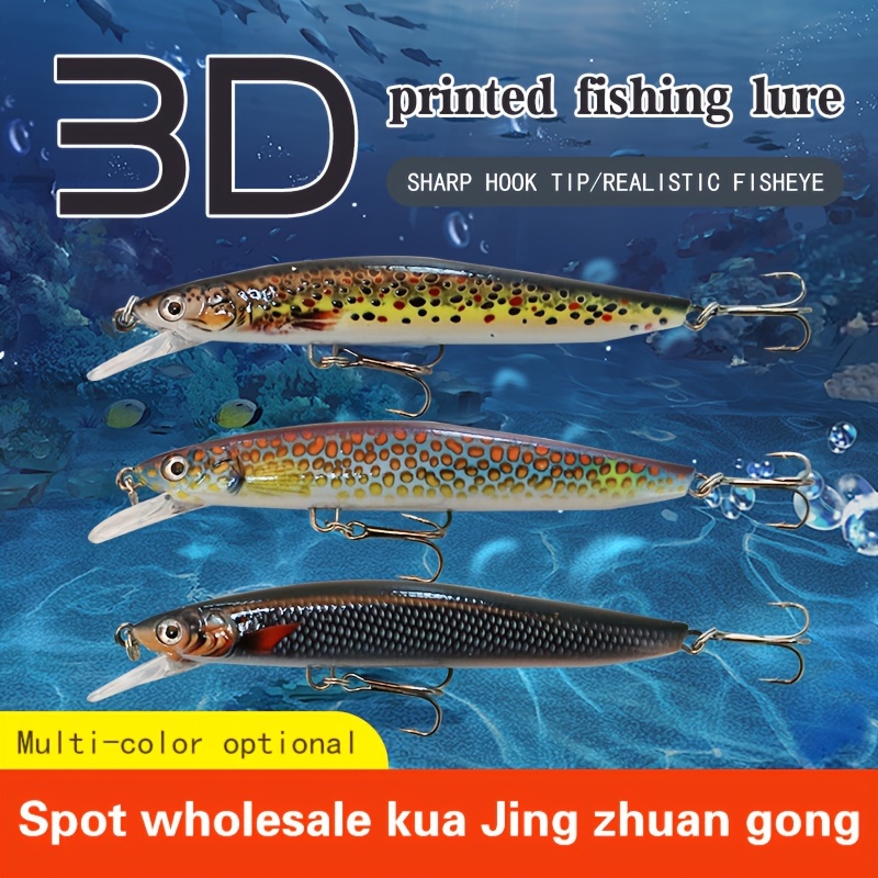 

1pc Floating Minnow Lure, Bionic Hard Plastic Bait With Treble Hook, Outdoor Fishing Tackle