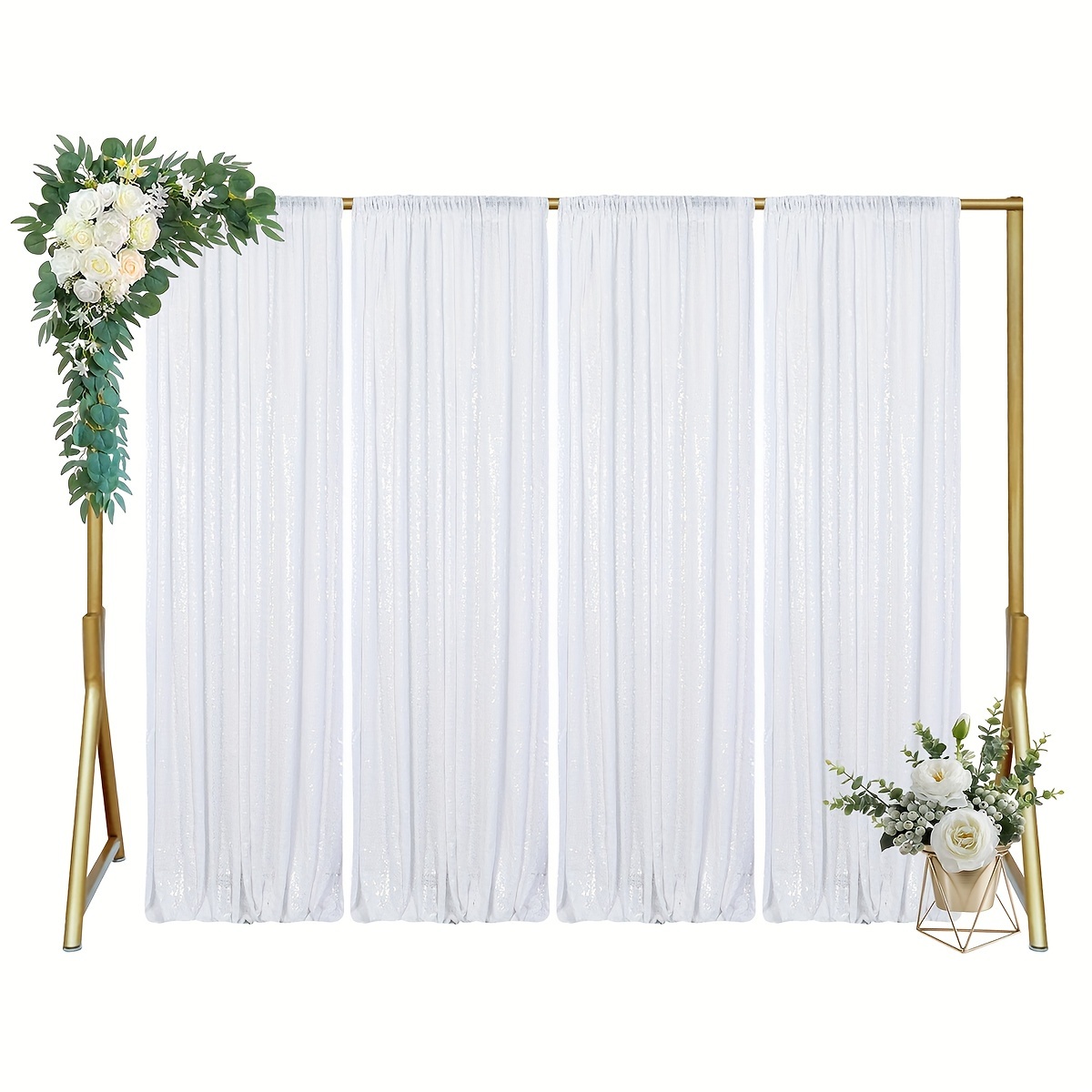 christmas 4 panel yellow sequin backdrop curtains bright