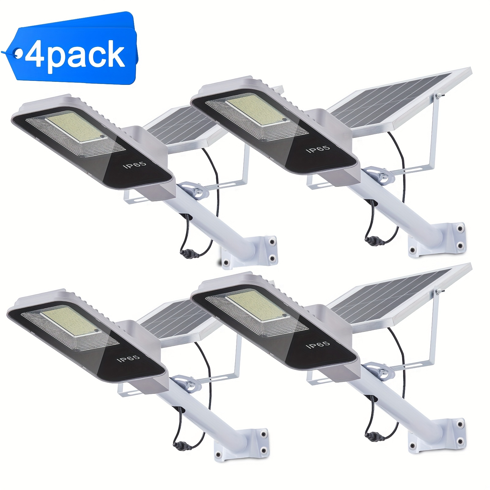 TEMU Solar-powered Led Street Lights Available In Packs Of 1, 2, Or 4, Featuring A Dimmable 6500k Brightness. Wall Lamps Come With A 6000mah Battery,