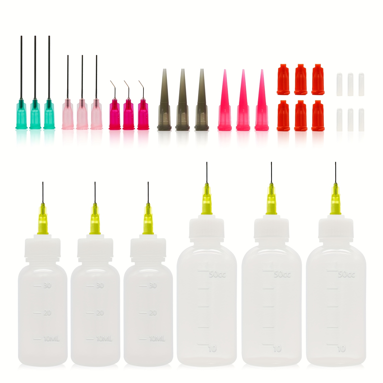 6pcs 30ml 50ml Needle Bottle Applicator, Needle Tip Glue Bottle, Squeeze Bottle Tip For Liquid, Glue Oil, Acrylic Paint
