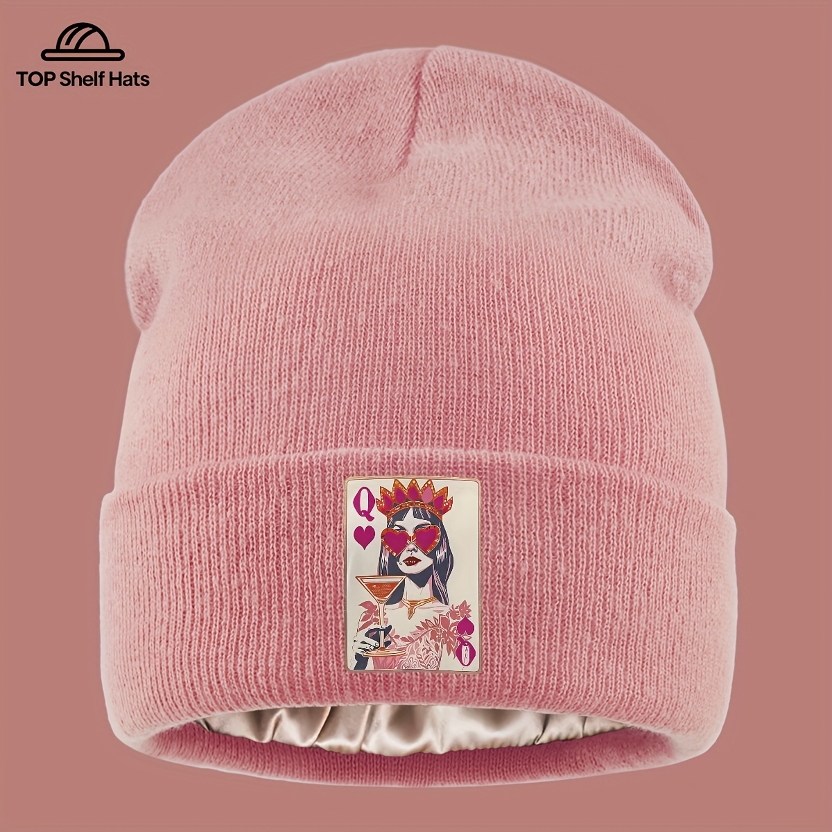 Image of A -themed Beanie With A Cocktail And , Lightweight And Warm, Perfect For Truck Drivers And Casual Retro Looks. This Unisex Elastic Beanie Is Suitable For Men And Women