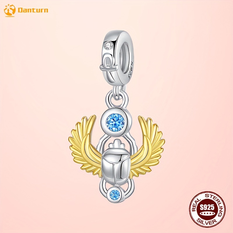 

Danturn 925 Sterling Silvery Beads Egyptian Dangle Charm Fit Personality Charm Bracelets Or Necklaces - Ideal Accessory For - Gifts For Female - Perfect Gift For Any 1.53g/0.05oz