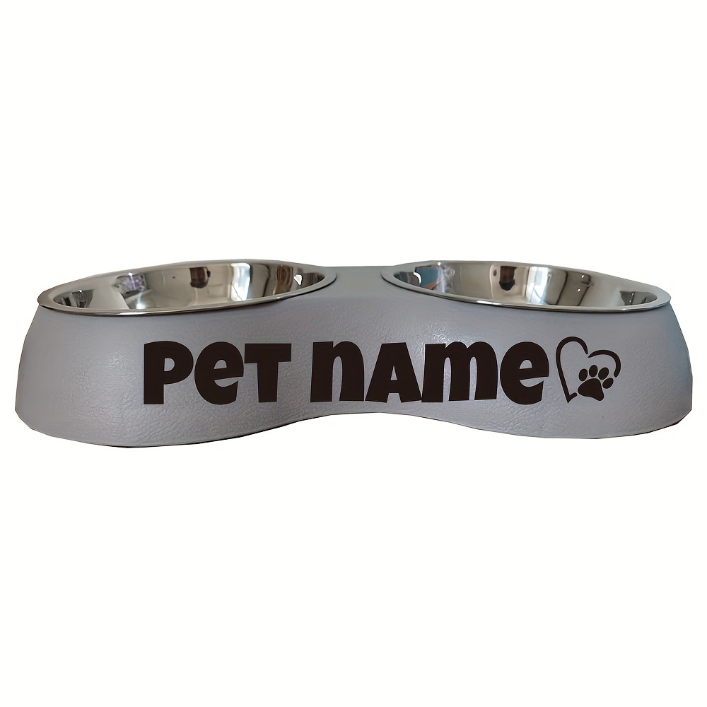 TEMU Personalized Integrated Bowl Pet Bowl, Double Bowl With Custom Name 2 Cat Bowls, Anti-knocking Cat And Dog Food Bowls And Dog Bowls