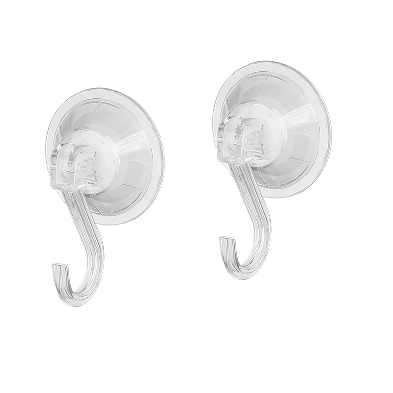 TEMU Lot de 2 crochets robustes transparents à ventouse pour douche, crochets muraux adhésifs perçage avec angle réglable à 180°, crochets en