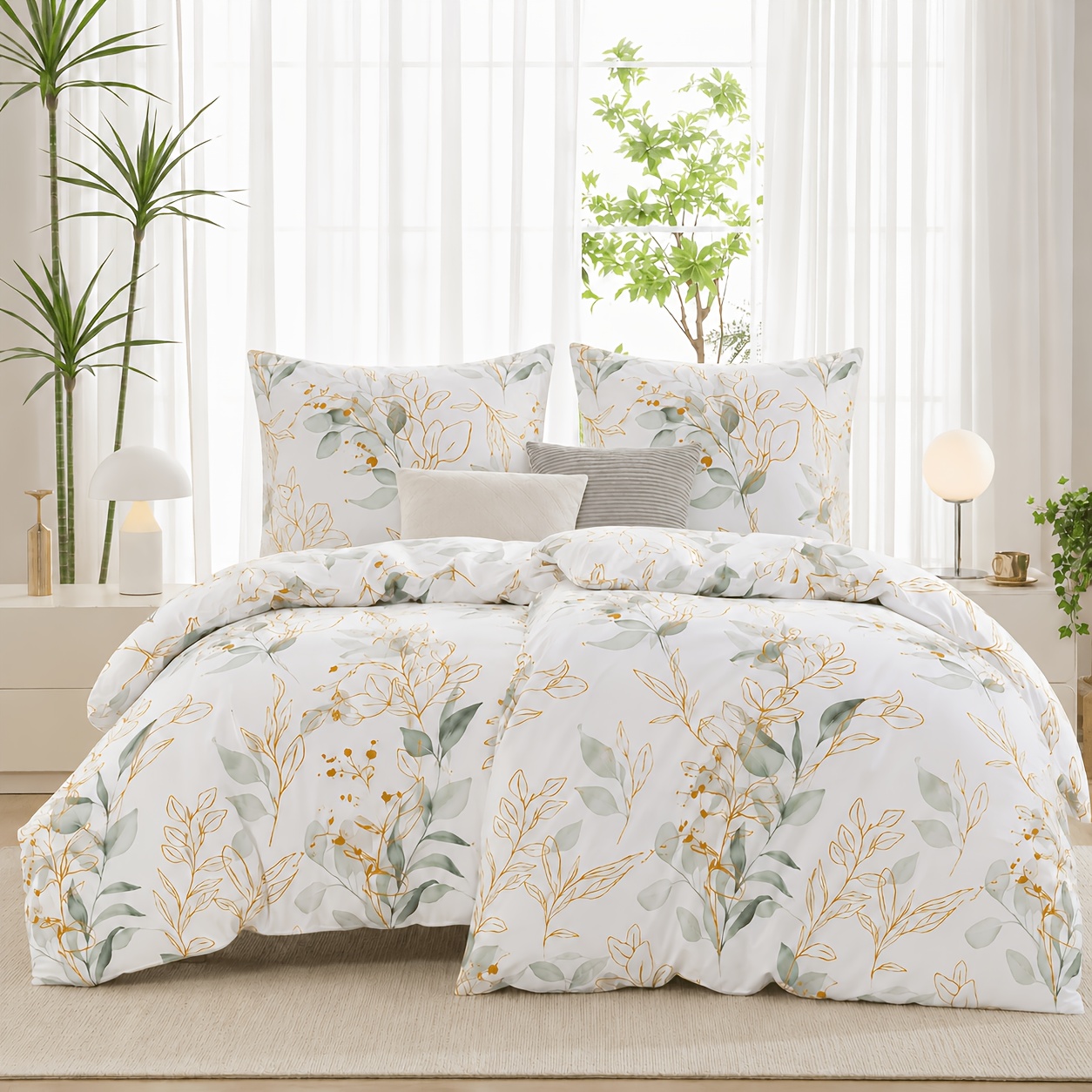 Image of 4pcs Floral Fragrance Pastoral Style Printed Duvet Cover Set Beautiful Plant Printed Duvet Cover Bedding Four-piece Set (duvet Core And Pillow Core Not Included)