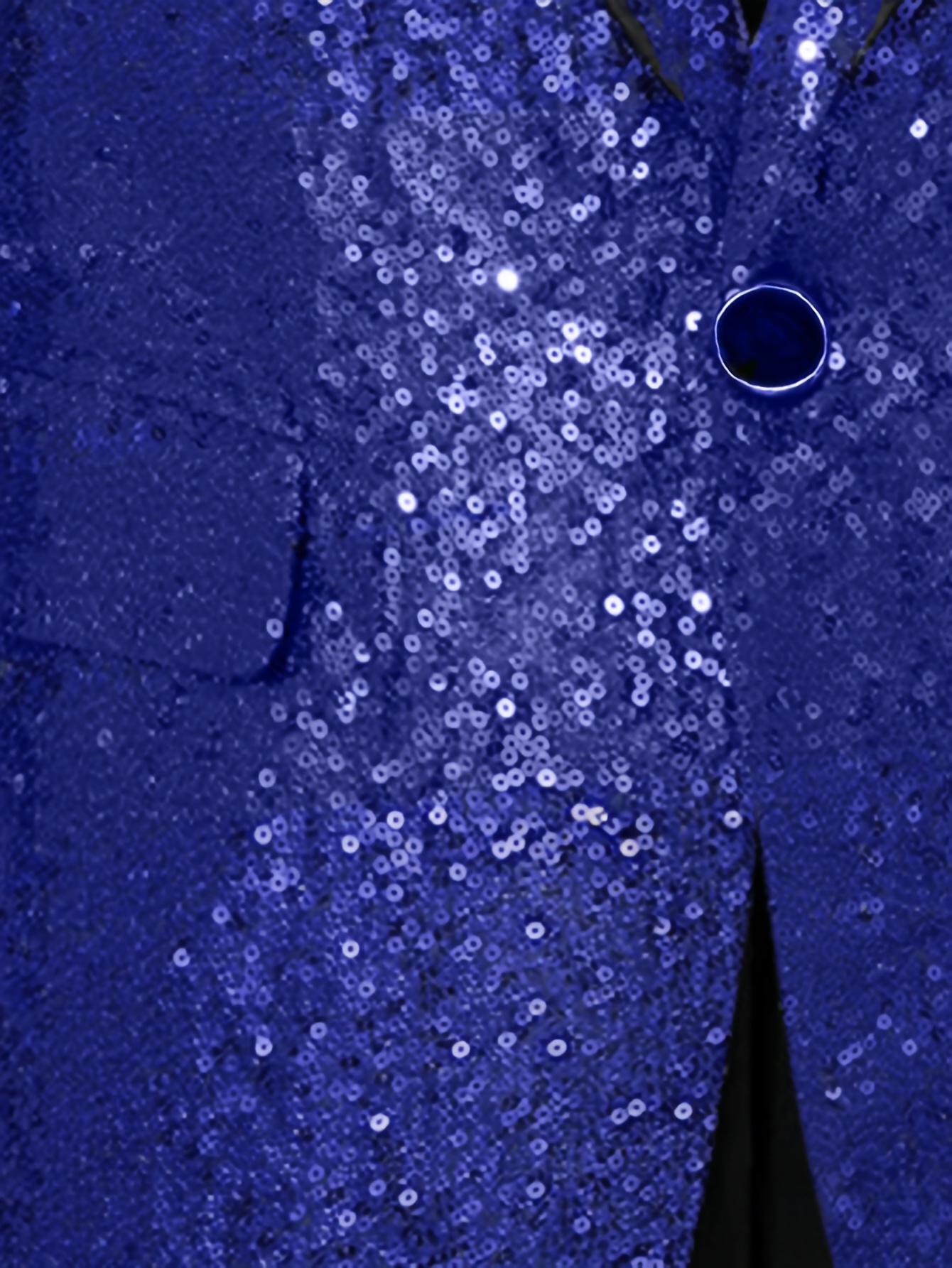 *'s Black Sequin Shiny Polyester, Long Sleeve, Party Disco Jacket  with Pockets, Non-Stretch Fabric