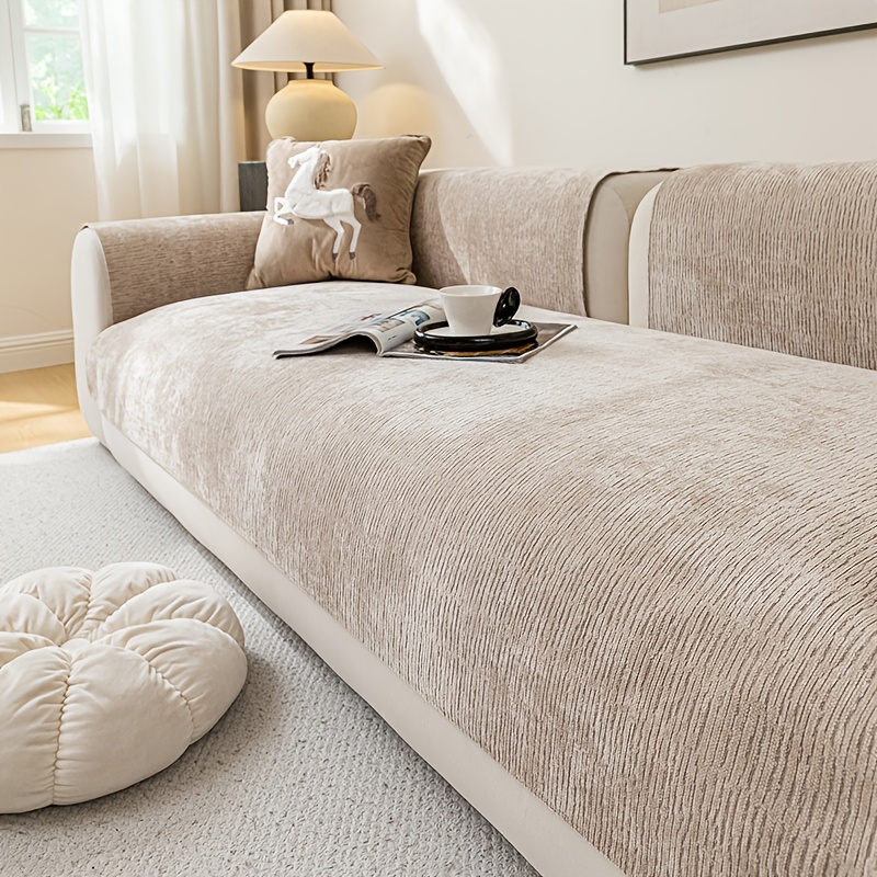 TEMU 1pc Textured Nordic Style Sofa Cushion, Light Luxury Anti-slip Sofa Cover, Anti-scratch Cushion Cover, Multi-colors For Solid , Machine Washable