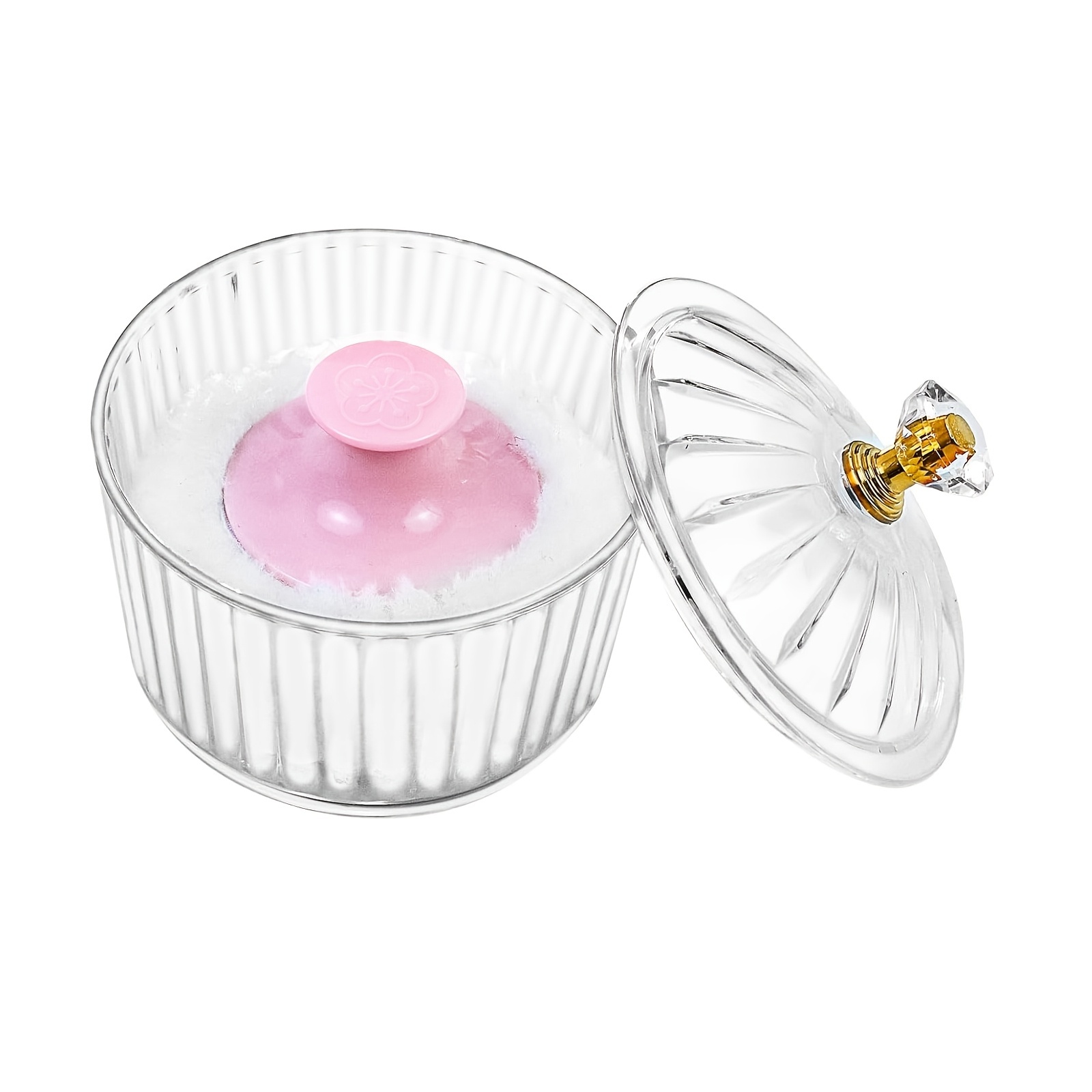 TEMU Loose Powder Compact With Puff, 8.64cm Acrylic Powder Case, Comes With A Large Soft Reusable Makeup Puff, Suitable For Women's Body And Facial