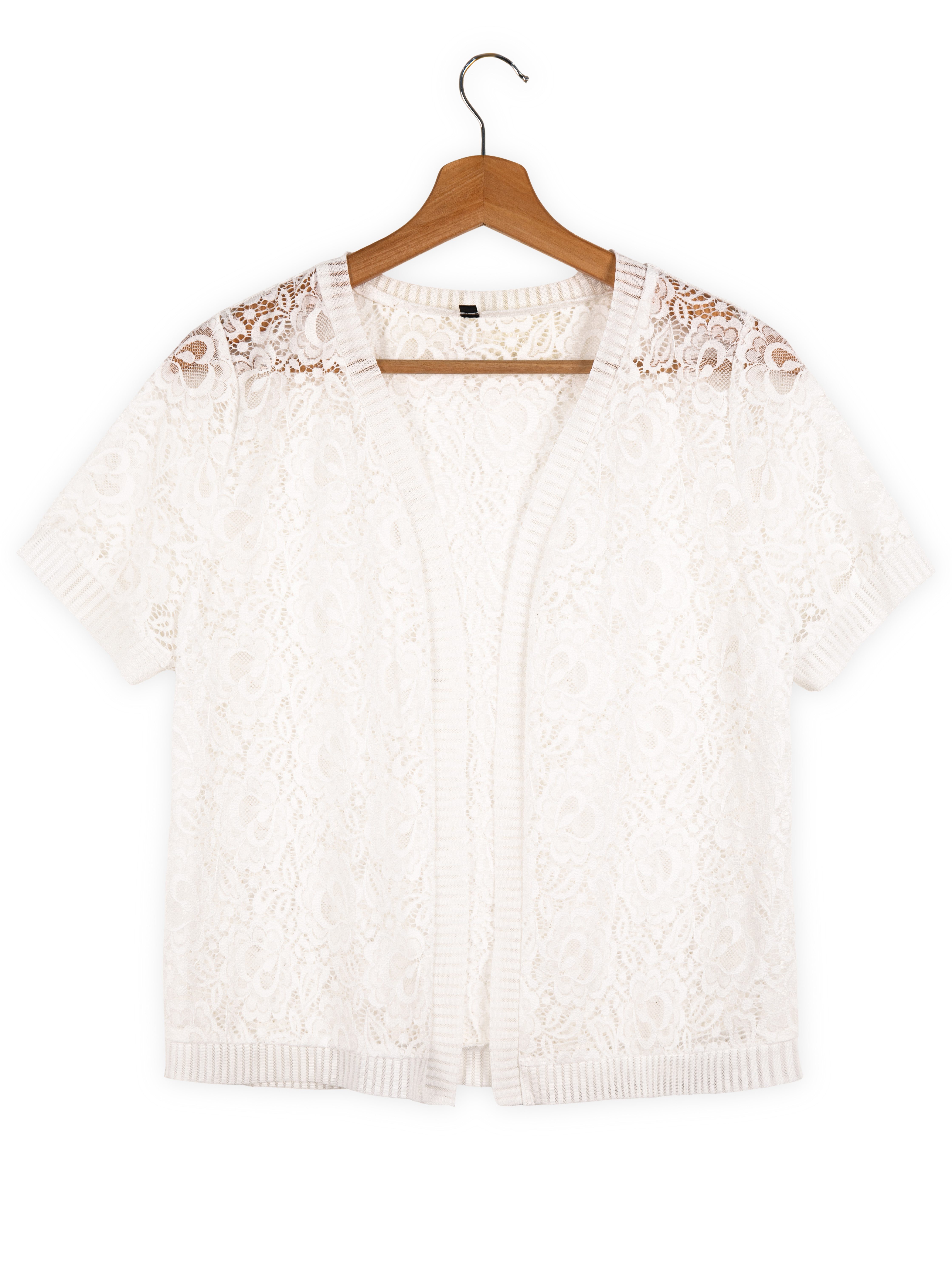 guipure lace open front cardigan versatile short sleeve - Temu