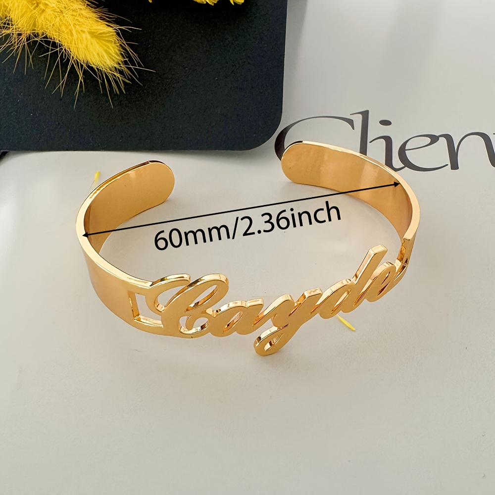Men's 18K Gold Plated Custom Name Open Bangle