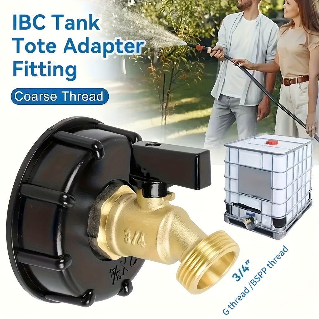 

1pc, Ibc Tank Adapter Fitting S60*6, Durable Pp And Brass Material, Corrosion Resistant, Acid-alkali Resistant, Leakproof For Garden Hose Watering Equipment, Rv, Camping 3/4" Valve