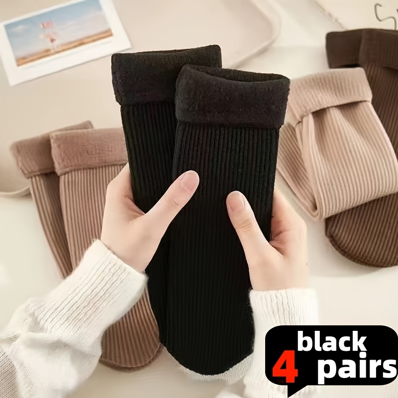 TEMU 4 Paar Familien-Warm-Kombi-Pack Damen Socken, Zufällige Farben, Verdickte Warme Winter Socken, Ultra-Kaltwetter Verdickte Sport Fitness Socken,