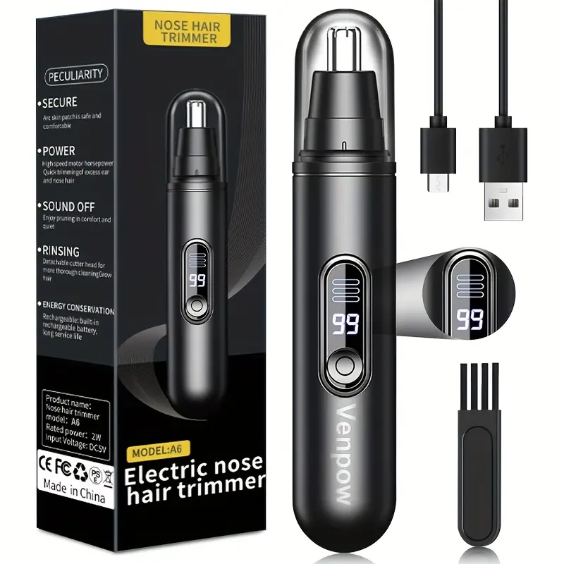 electric nose hair trimmer with   usb rechargeable precision stainless steel   blade 360   trimming full   washable easy to clean battery powered personal care grooming tool for men women nose hair trimmer rechargeable Product details 1