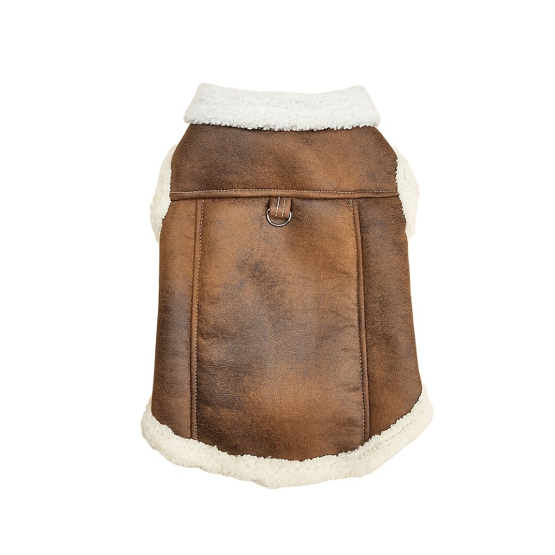 TEMU 1 pc Manteau d'hiver pour chien, Veste zippée doublée en pour animaux de compagnie, Gilet marron chaud pour et moyens chiens, Vêtements pour