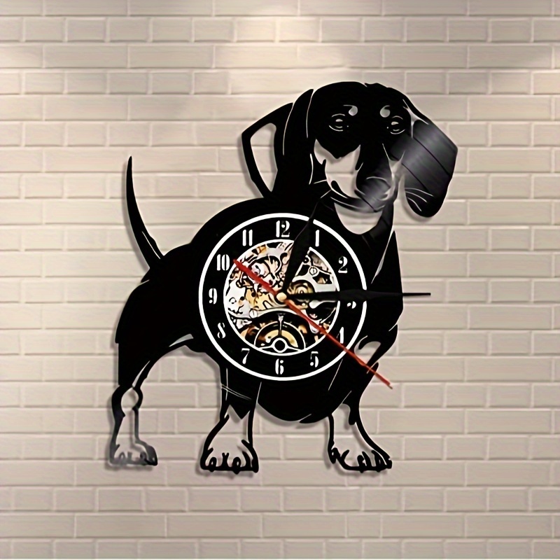 

1 Non-ticking Vintage Style Wall Clock In Vinyl With A Funky Dachshund Shape For Home Décor In The Living Room, Kitchen And Bedroom, Aa Batteries (batteries Not Included)