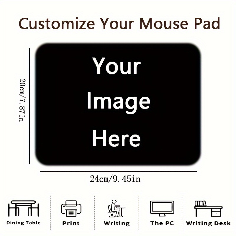 TEMU 1 pieza de alfombrilla de ratón y tapete de escritorio personalizados con de diseño - tu propia imagen, adecuado para computadora de oficina,