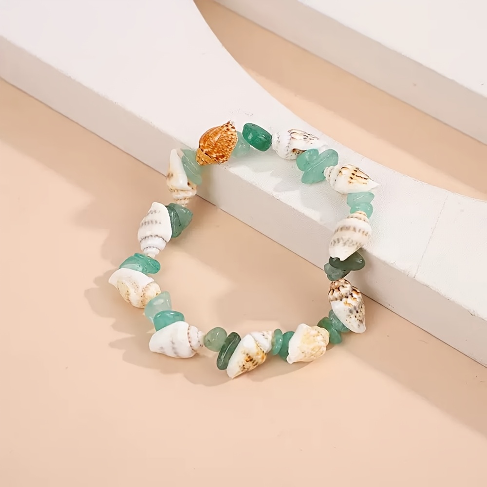 Natural Crystal Crushed Stone Elastic Bracelet, Beach Style Gift
