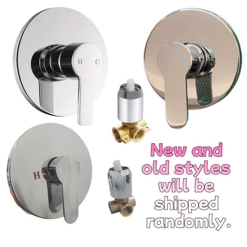 TEMU Electroplated-plated Single-function Shower Mixer Valve - Wall-mounted, Water Control For Bathroom Decor, Round Showerhead, Concealed