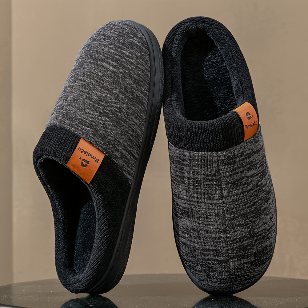 Image of Pmoiste Men's Shoes Memory Slippers Warm Bedroom Slippers Men' Color Casual Large Size Indoor And Outdoor Shoes
