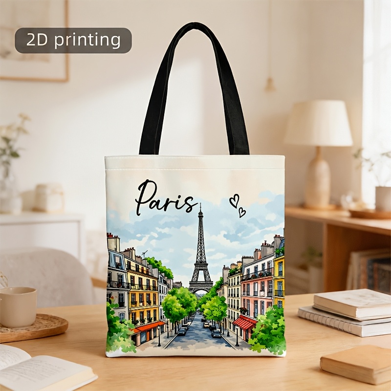 TEMU 1 pièce de sac bandoulière et sac à main pour hommes et femmes, impression 2D transparente paysage de peint à , grand sac unisexe à bandoulière
