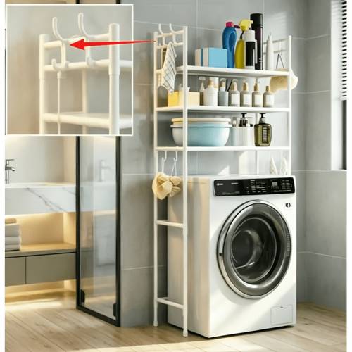 1pc White Washing Machine Top Storage Rack with Replacement Hooks (Washing Machine Rack). It in Ten Minutes After Receiving . It on The Washing Machine, And Was Instantly Transformed. , Utility Racks