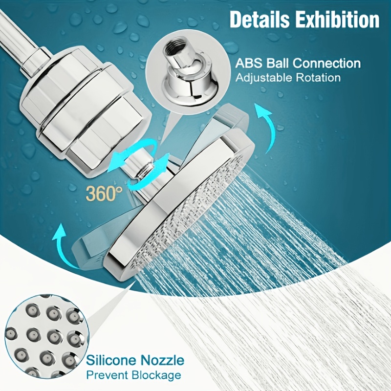 Classic Style High-Pressure Shower Head Kit with 30-Level Filter