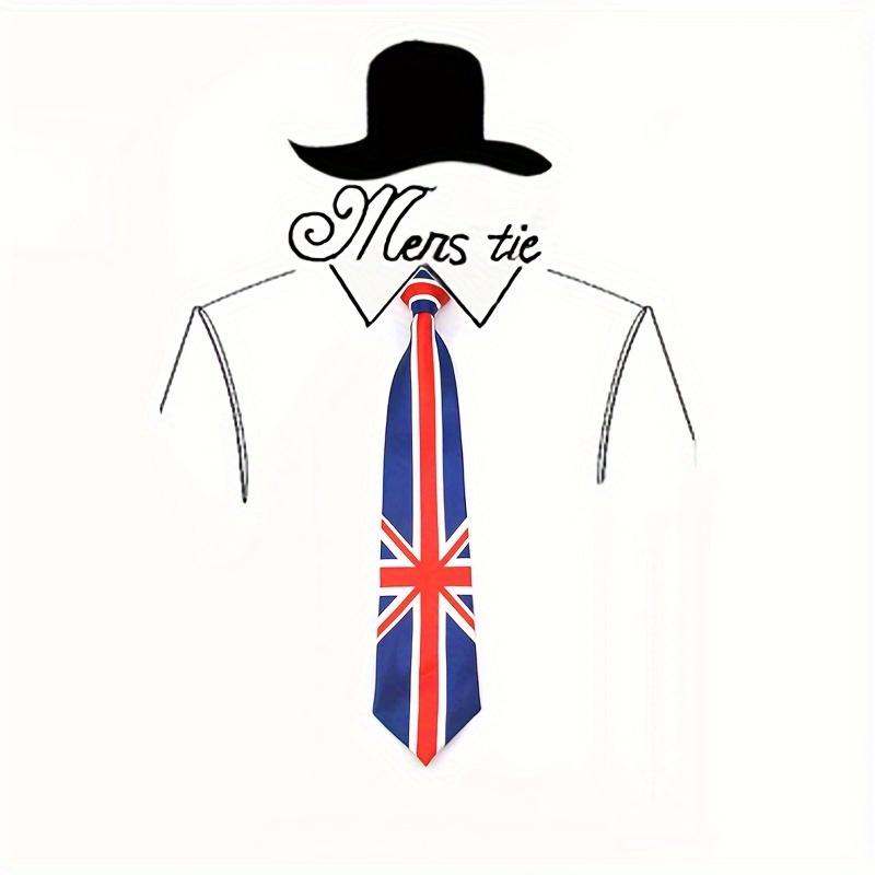 

1pc Stylish And Delicate Navy Blue Tie With British Flag Pattern, Suitable For Daily Wear And Holiday Gift