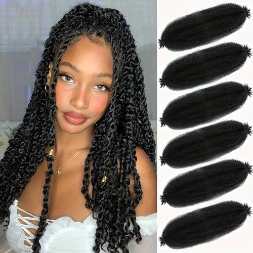 afro twist hair pre springy twist hair pre stretched wrapping hair for soft locs hair extensions for all races easy to style or curls diverse hairstyles 6packs 1b