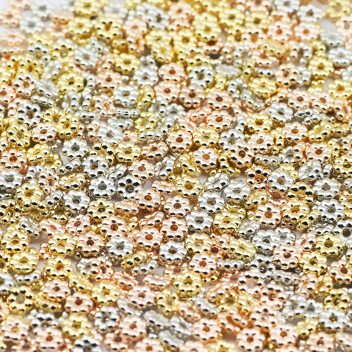 TEMU 499pcs 6mm Snowflake Flower Shape Spacer Beads High-quality Plastic Spacer Beads, Optional, Suitable For Handmade Weaving Bracelets, Necklaces,