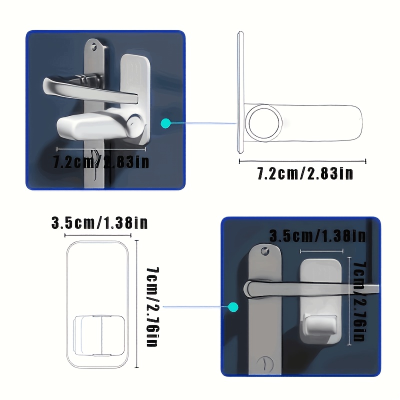 Image of Door , 1pc, Household And Hotel Safety , No Drilling Required, Door Handle Fixing And Back-locking Tool, Anti-opening, Anti-pry, , No-drill Installation, Safety For Women , Portable Travel Door Lock